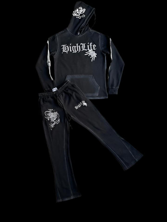 Highlife Acid Washed Flared Set